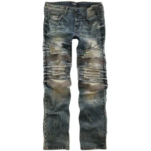Rock Rebel by EMP Homme Jean Motard Bleu avec Lavage Individuel W31L32