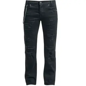 Rock Rebel by EMP Homme Jean Noir détruit avec chaîne W31L32 pas cher