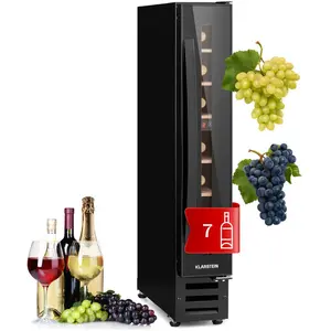 Comparateur de prix : KLARSTEIN Cave à vin encastrable Vinovilla 7 Built-in Uno Onyx verre noir inox