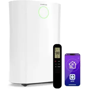 Comparateur de prix : Klarstein DryFy ProConnect 16L Déshumidificateur Smart 16 L/jour 24 m² WiFi Minuteur 24h Blanc