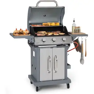 Klarstein - Barbecue Gaz Camping avec 3 Brûleurs à Gaz, Plancha au Gaz... pas cher
