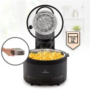 Comparateur de prix : Klarstein Friteuse à air chaud - Vendure - avec fonction vapeur - 1250 W - 5 L - 6 programmes - Noir