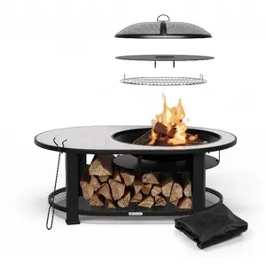 Comparateur de prix : BLUMFELDT Feldt Salon de jardin exterieur 3 en 1 - foyer, table, gril ...