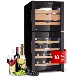 Comparateur de prix : KLARSTEIN Cave à vin El Dorado 89 - 18 bouteilles 5-18°C - Eclairage LED - Noir