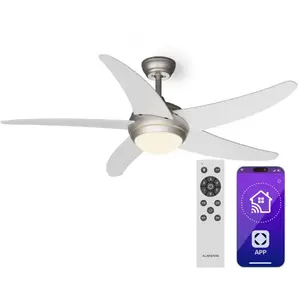 Comparateur de prix : KLARSTEIN Ventilateur de Plafond Bolero 2 en 1 132 cm luminaire 55 W télécommande contrôle par application Blanc