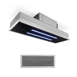 KLARSTEIN High Line Hotte de plafond 90cm 410m3/h 3 niveaux classe C Noire pas cher