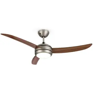 Comparateur de prix : KLARSTEIN El Paso ventilateur de plafond plafonnier 52 10344 m³/h 3 pales imitation chêne foncé