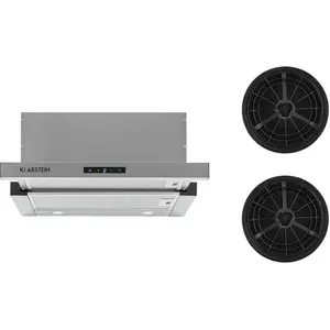Comparateur de prix : KLARSTEIN Vinea Hotte îlot 60cm+ 2 filtres recyclage d'air 610m³/h arg...