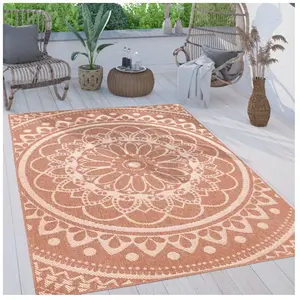 Tapis Exterieur Terrasse Salon Cuisine Motif Oriental Marocain Moderne Ethnique 240x340 cm, Abricot - Paco Home pas cher