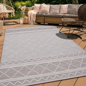 Comparateur de prix : Paco Home - Tapis Intérieur & Extérieur Balcon Terrasse Cuisine Motif Ethnique Boho Moderne Beige 4, 80 cm rond