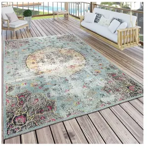 Comparateur de prix : Paco-Home Tapis Intérieur Extérieur Orient Turquoise Rose Jaune