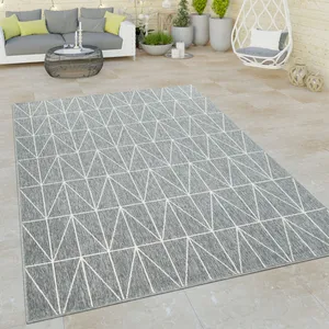 PACO HOME Tapis À Poils Ras Intérieur & Extérieur Aspect 3D Design Géométrique Scandinave Gris [200x290 cm]Vendu paramazon