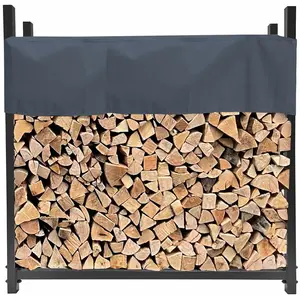 Tagère à Bois de cheminée en métal Anthracite 113 x 25 x 115 cm pas cher