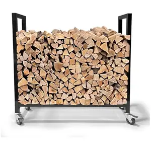 QUICK STAR Râtelier à bûches 90 x 25 x 90 cm avec roulettes galvanisé intérieures et extérieures, râtelier à bois mobile en métal, stockage de bois deVendu paramazon