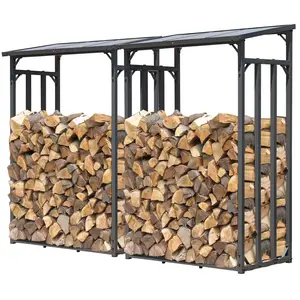 QUICK STAR 2 pièces Étagère en métal pour Bois de cheminée Anthracite 130 x 70 x 185 cm Distance Entre Les Bois 3,2 m³Vendu paramazon