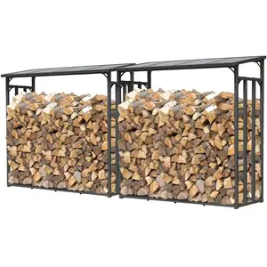 QUICK STAR 2 pièces Étagère en métal pour Bois de cheminée Anthracite 143 x 70 x 145 cm Distance Entre Les Bois 2,8 m³Vendu paramazon