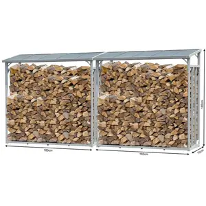 QUICK STAR 2 pièces Étagère en Aluminium pour Bois de cheminée 185 x 70 x 185 cm 4,6 m³ pas cher