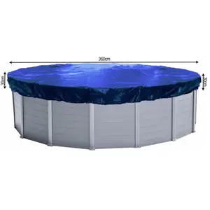 QUICK STAR Couverture de piscine d'hiver ronde 200g / m² pour piscine de taille 320 - 366 cm Dimension bâche ø 420 cm Bleu pas cher