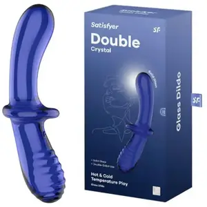 Satisfyer Double Crystal Gode Hot & Cold Light Blue 1ut pas cher