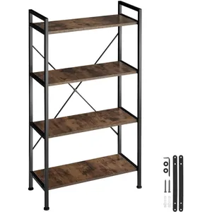 Comparateur de prix : Tectake Étagère bibliothèque style industriel anti-basculement bois foncé
