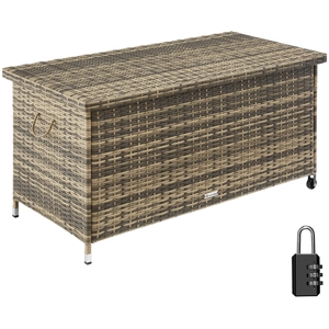 TECTAKE Coffre de jardin de rangement pour coussins en rotin marron naturel TU pas cher