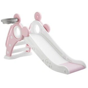 Comparateur de prix : TECTAKE Toboggan pliable JOY pour enfants avec panier de basket - rose vif