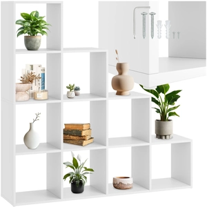 Comparateur de prix : TECTAKE Bibliothèque avec 10 compartiments ouverts cubes 130x29cmx130cm blanc