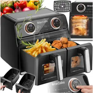 tectake® Airfryer Samurai TTAF-803DT - Dubbele Heteluchtfriteuse met 2... pas cher