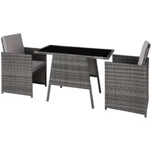 TECTAKE Salon de jardin Pour 2 personnes Résistant aux UV Pliable gris TU pas cher