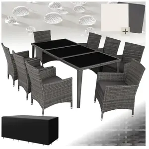 TecTake Salon de jardin Avec cadre en aluminium Résistant aux intempéries et UV pas cher