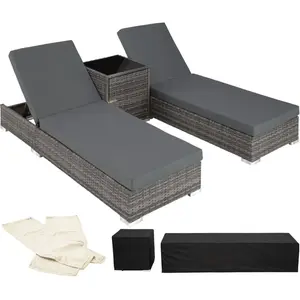 Comparateur de prix : TECTAKE Bain de soleil duo 5 positions avec 2 sets de housses + housse...