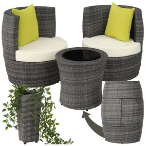 TecTake Salon de jardin cadre aluminium Rembourrage épais empliable gris pas cher