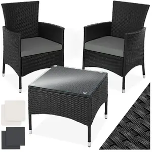 TECTAKE Salon de jardin 2 personnes Résistant aux UV 2 sets de housses noir TU pas cher