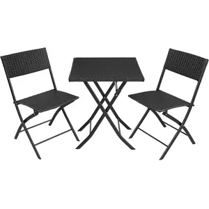 TECTAKE Salon de jardin Pour 2 personnes Résistant aux UV Faible poids noirVendu paramazon
