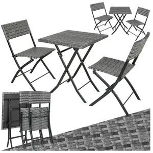 TecTake Salon de jardin Pour 2 personnes Résistant aux UV Faible poids gris TU