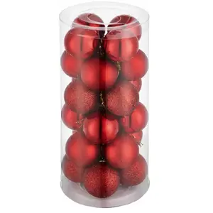 Comparateur de prix : Tectake Lot de 24 boules de Noël rouges mate brillante ou pailletée 4cm rouge