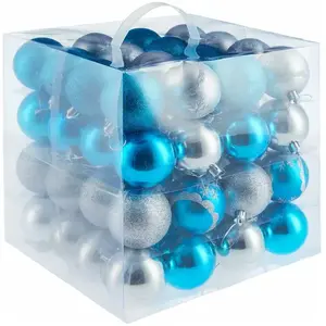 Comparateur de prix : TECTAKE Lot de 64 boules de Noël argentées/bleues argentées/bleues TU