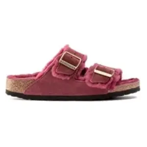 Sandales femme Birkenstock Arizona Shearling Suede Leather Rouge 39 Ét... pas cher