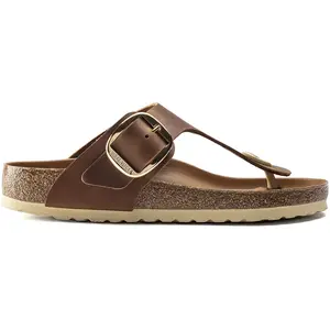 Birkenstock Femme Gizeh Big Buckle Cognac, Oiled Leather Flip Flops, 39 EU pas cher