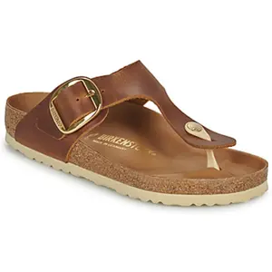 Birkenstock Femme Gizeh Big Buckle Cognac, Oiled Leather Flip Flops, 38 EU pas cher