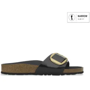Mules étroites Madrid Big Buckle cuir patiné Birkenstock pas cher