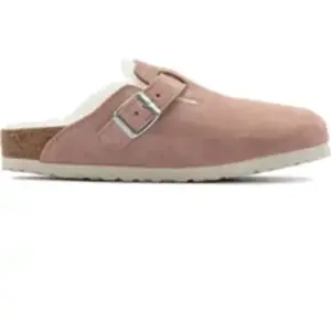 Sabots avec fourrure d’agneau cuir suède femme Birkenstock Boston Rose 38 1023281 pas cher