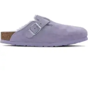 Sabots avec fourrure d’agneau cuir suède femme Birkenstock Boston Violet 38 1023284 pas cher