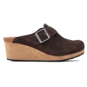 Sabots femme Birkenstock Fanny Suede Leather Marron 38 Étroit 1021075 pas cher