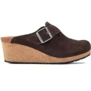 Sabots femme Birkenstock Fanny Suede Leather Marron 42 Étroit 1021075 pas cher