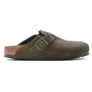 Mules normales Boston en cuir daim Birkenstock pas cher