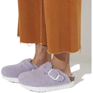 Birkenstock - Sabots en Fourrure d'Agneau Boston violets 37 pas cher