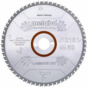 Sägeblatt 'laminate cut - professional', 216x30 Z60 fz/tz 0° (628442000) - Metabo pas cher