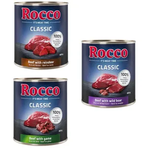 Lot mixte Rocco Classic 6 x 800 g pour chien - Mix gibier : boeuf/gibier, boeuf/renne, boeuf/sanglierVendu parzooplus