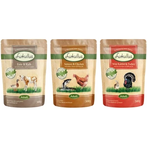 Lukullus 6 x 300 g pour chien - lot mixte : lapin de garenne & dinde / canard & veau / saumon & poulet pas cher
